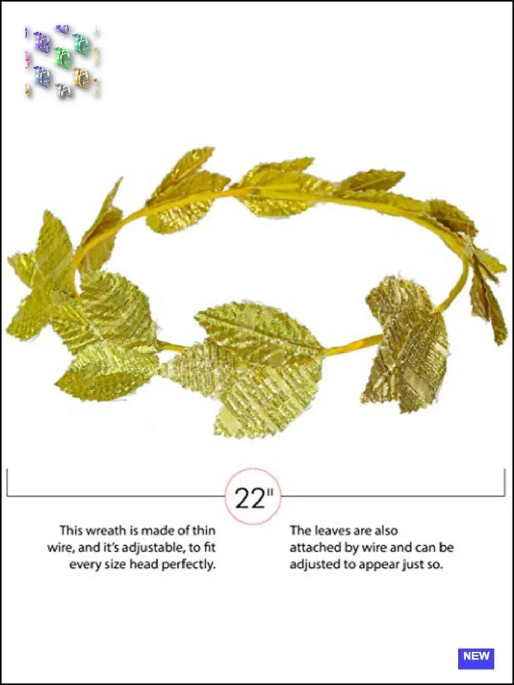 Gold Roman Laurel Wreath Headband - Adjustable Metal Emperor Crown Circlet for